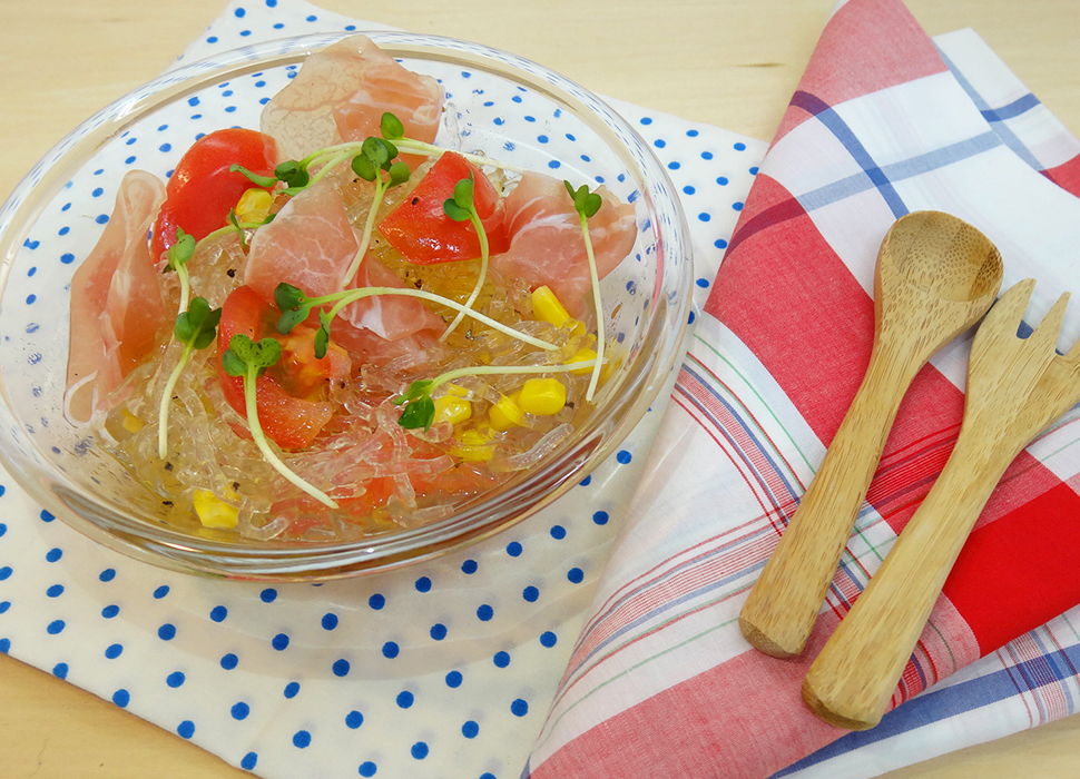 トマトと生ハムの冷製パスタ