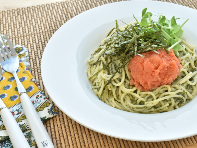 アカモクの明太子パスタ