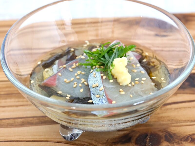 アジともずく酢の和え物
